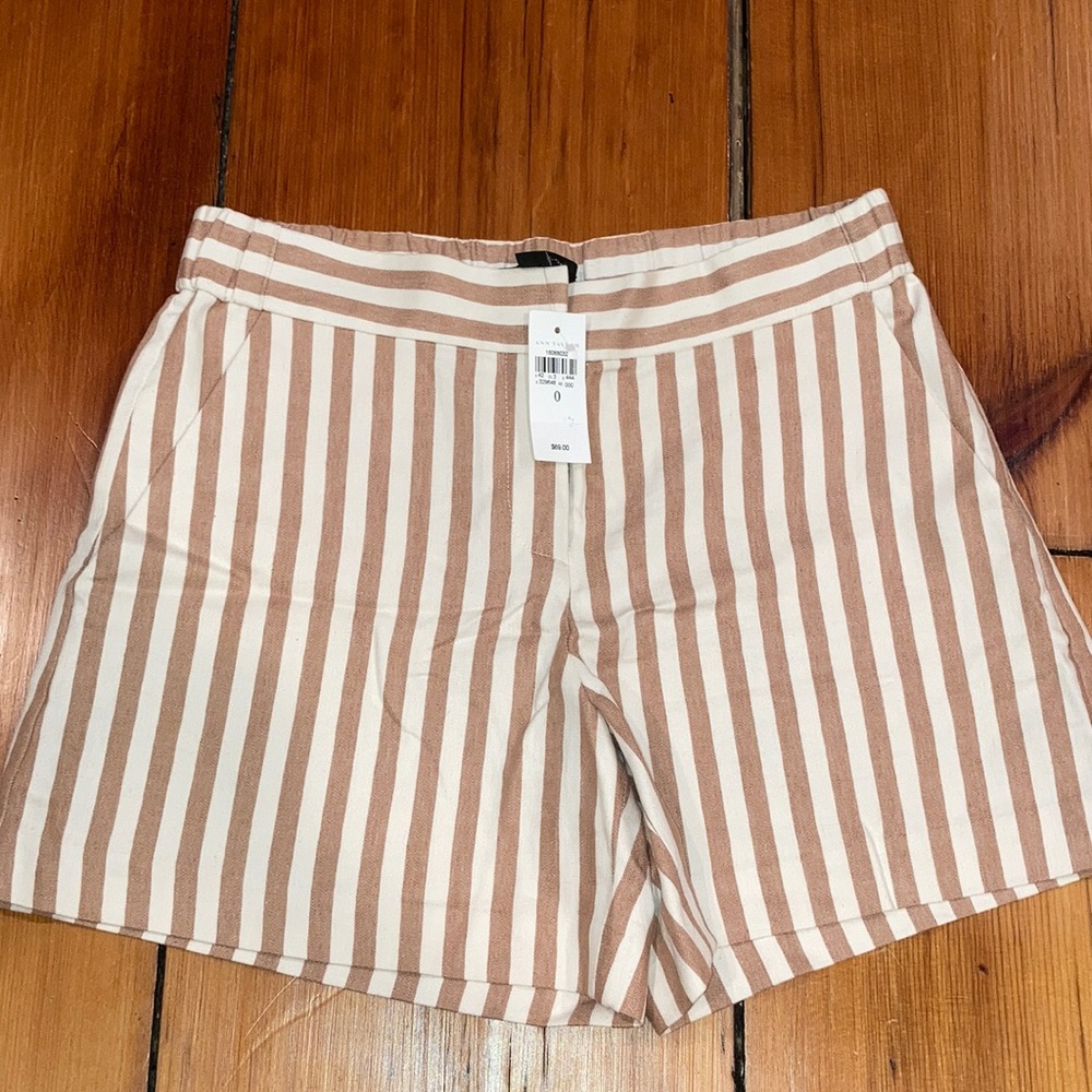 NWT Ann Taylor tan striped shorts